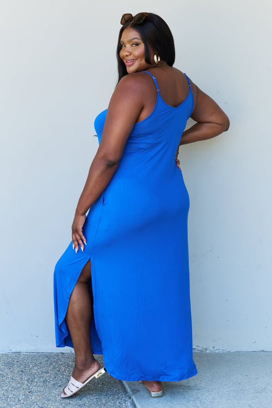 Good Energy Full Size Cami Side Slit Maxi Dress in Royal Blue - All Dresses - Dresses - 2 - 2024