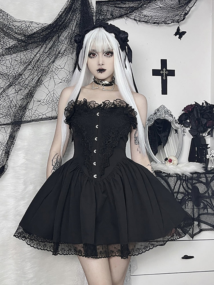 Goth Lace Lolita Dress - Black / S - All Dresses - Dresses - 18 - 2024