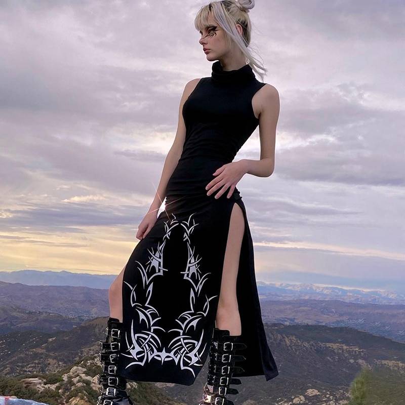 Gothic Dark Split Side Dress - All Dresses - Shirts & Tops - 8 - 2024