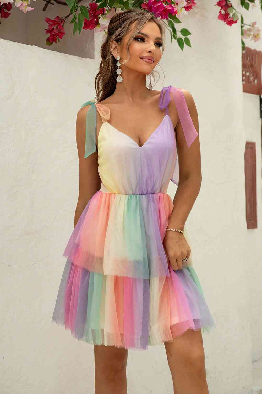 Gradient Tie-Shoulder Layered Dress - Multicolor / XS - All Dresses - Dresses - 1 - 2024