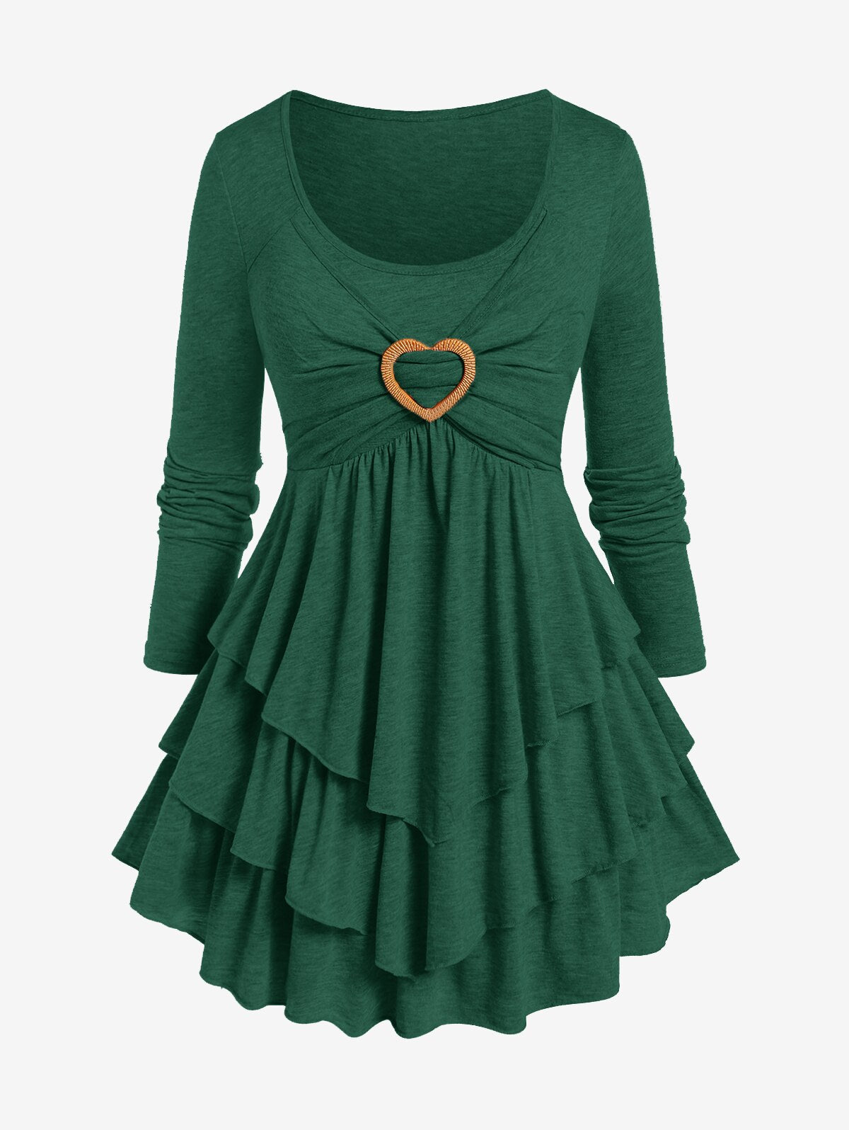 Heart Ring Layered Long Sleeves Dress - Green / 4XL - All Dresses - Dresses - 6 - 2024