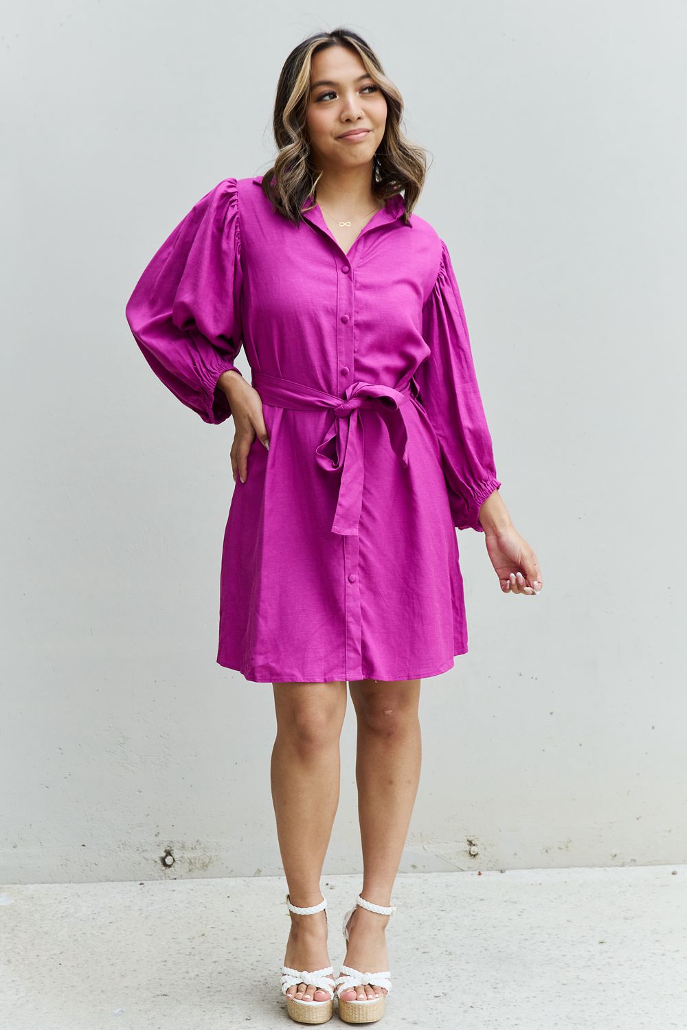 Hello Darling Full Size Half Sleeve Belted Mini Dress in Magenta - All Dresses - Dresses - 4 - 2024