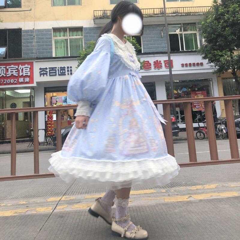Japanese Gothic Lolita Dress - Sky Blue / L(Weight 55-65kg) - All Dresses - Dresses - 19 - 2024