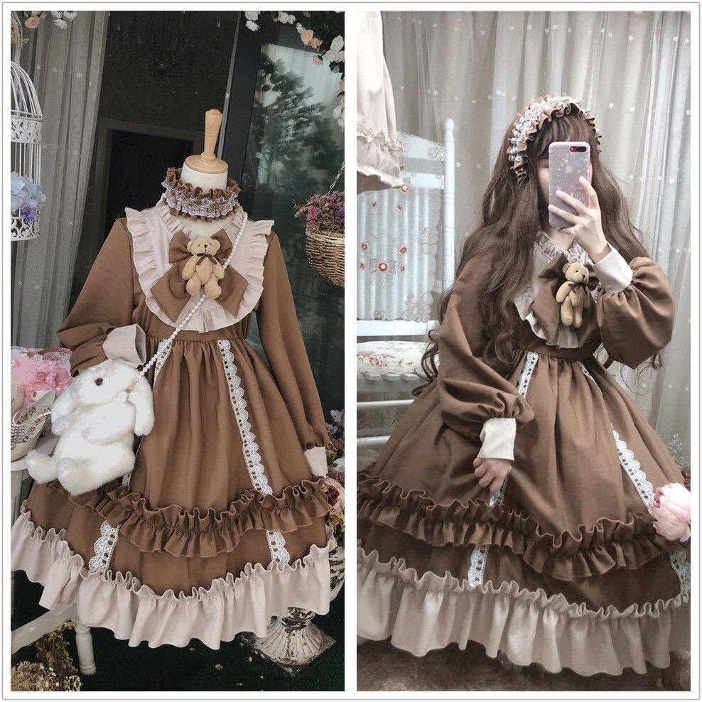 Japanese Gothic Lolita Dress - Mink / L(Weight 55-65kg) - All Dresses - Dresses - 27 - 2024