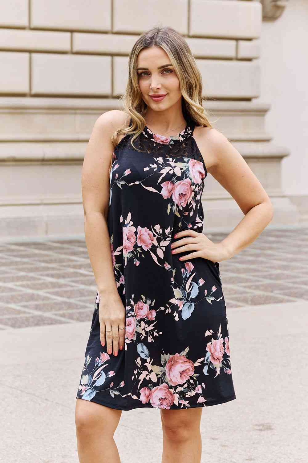 On A Journey Full Size Foral Lace Detail Sleeveless Dress - Black / S - All Dresses - Dresses - 1 - 2024