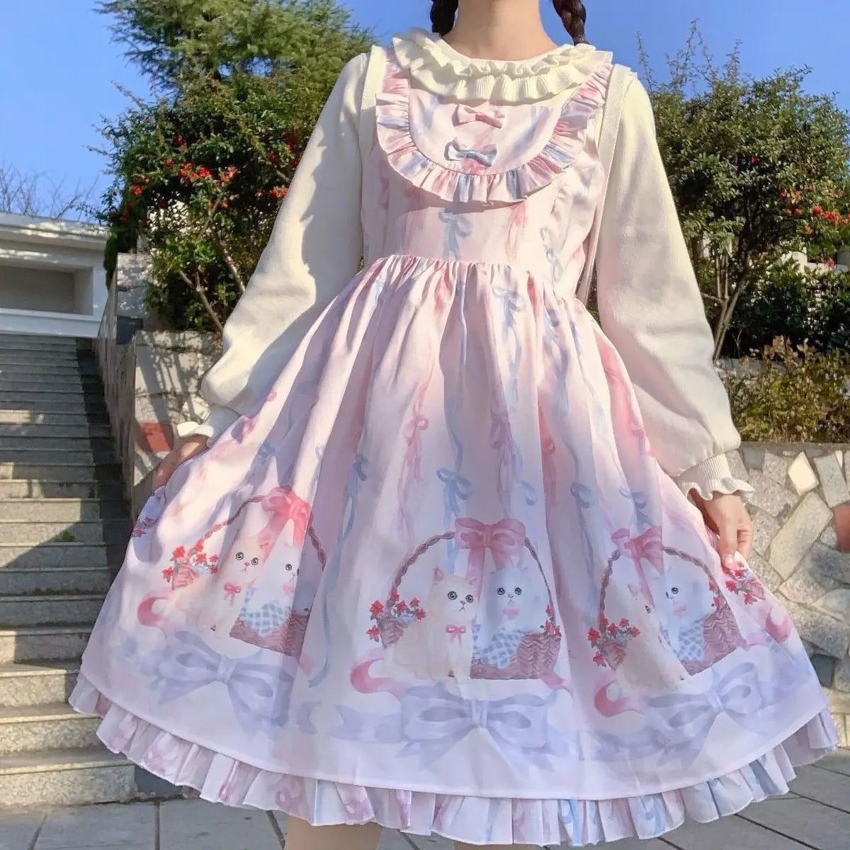 JSK Kawaii Lolita Dress - Cute Cats Tea Party - Light Blue / One Size / CHINA - All Dresses - Dresses - 19 - 2024