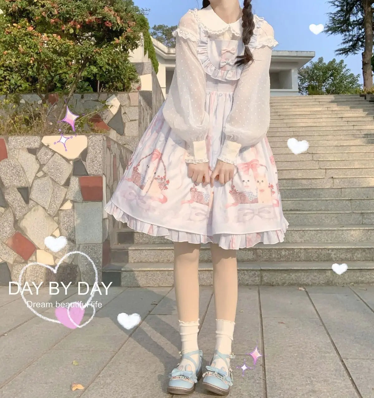 JSK Kawaii Lolita Dress - Cute Cats Tea Party - Light Blue / One Size / CHINA - All Dresses - Dresses - 9 - 2024