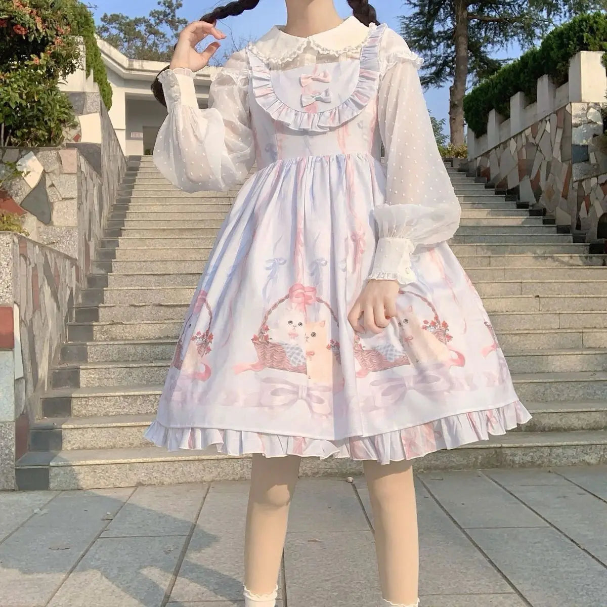 JSK Kawaii Lolita Dress - Cute Cats Tea Party - Light Blue / One Size / CHINA - All Dresses - Dresses - 14 - 2024