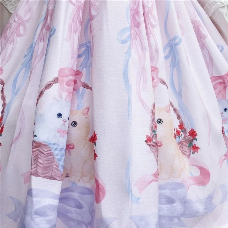 JSK Kawaii Lolita Dress - Cute Cats Tea Party - Light Blue / One Size / CHINA - All Dresses - Dresses - 6 - 2024
