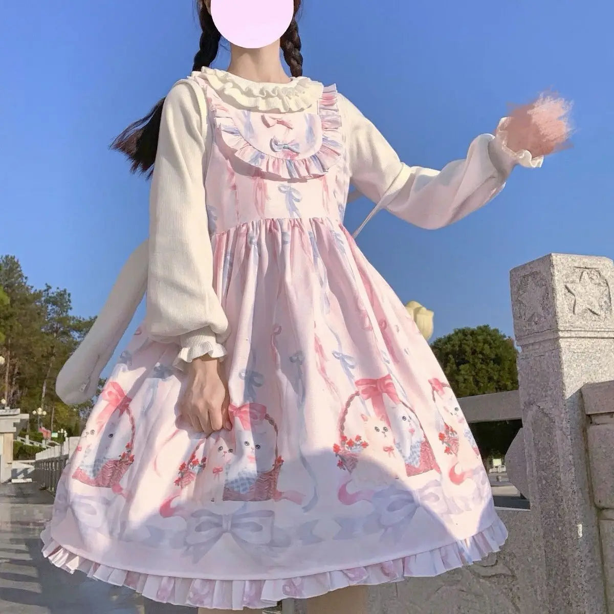 JSK Kawaii Lolita Dress - Cute Cats Tea Party - Light Blue / One Size / CHINA - All Dresses - Dresses - 15 - 2024