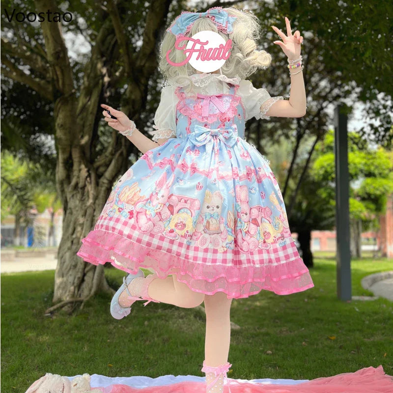 Kawaii Cartoon Bear Lolita JSK Dress - Sleeveless Lace - All Dresses - Clothing - 6 - 2024
