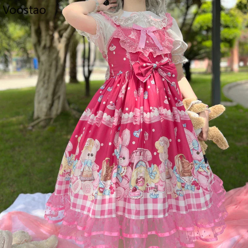 Kawaii Cartoon Bear Lolita JSK Dress - Sleeveless Lace - All Dresses - Clothing - 5 - 2024