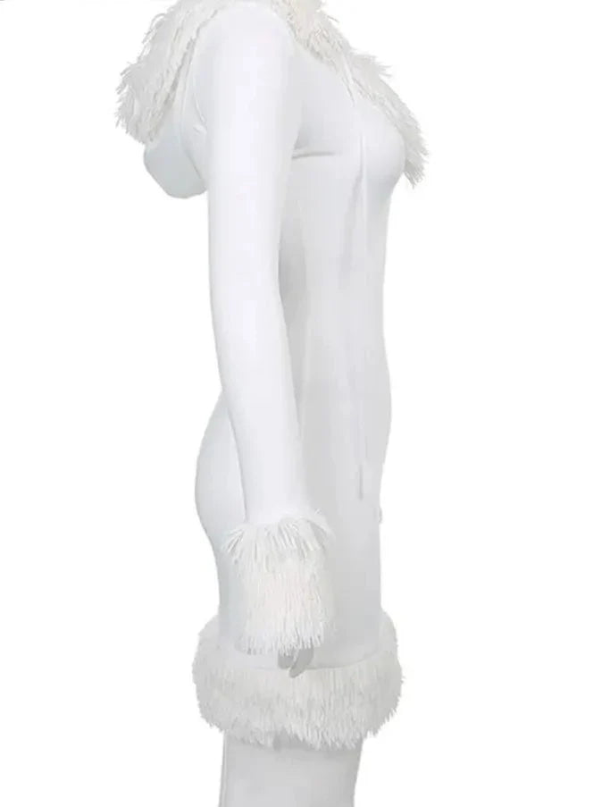 Kawaii Cute Furry White Bodycon Mini Dress - All Dresses - Dresses - 5 - 2024
