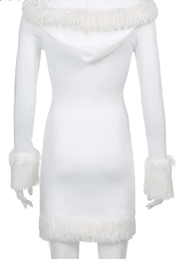 Kawaii Cute Furry White Bodycon Mini Dress - All Dresses - Dresses - 6 - 2024