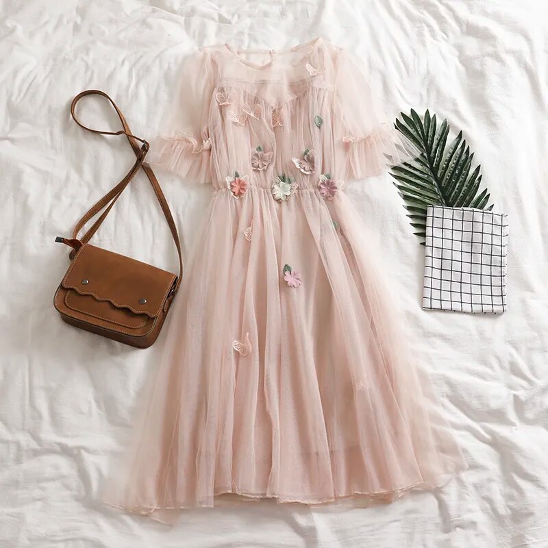 Kawaii Floral Lace Summer Dress Set - Pastel / One Size - All Dresses - Dresses - 12 - 2024