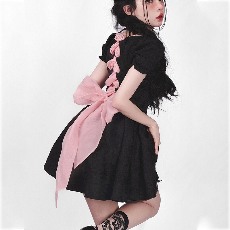 Kawaii Gothic Bow Dress - Black / S - All Dresses - Clothing - 7 - 2024