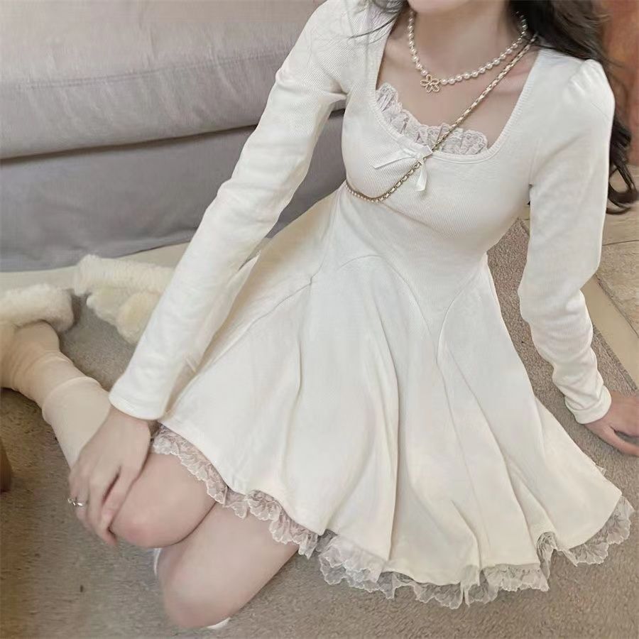 Kawaii Knitted Lace Dress - White / S - All Dresses - Shirts & Tops - 7 - 2024