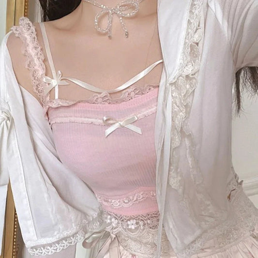 Kawaii Lolita Bow Crop Top - Japanese Style - All Dresses - Shirts & Tops - 2 - 2024