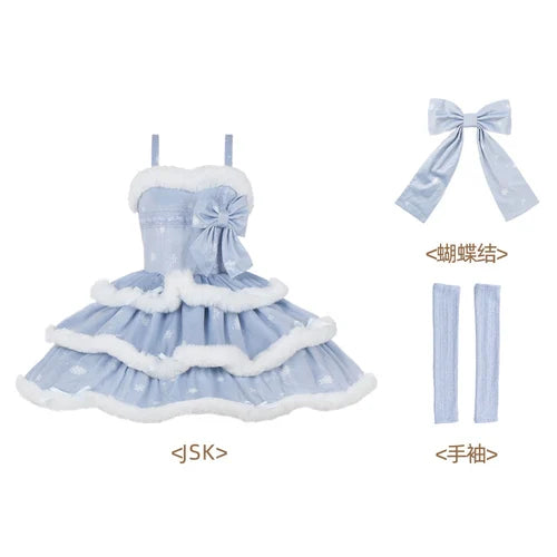 Kawaii Lolita Outfit with Plush Dress & Cape - Blue / S - All Dresses - Dresses - 2 - 2024