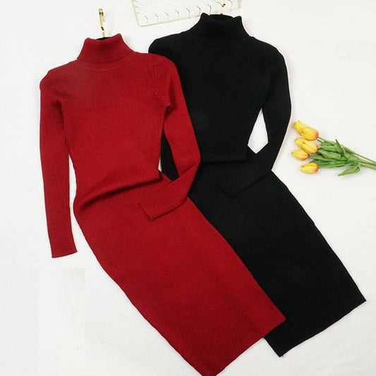 Knitted Turtleneck Dress - All Dresses - Shirts & Tops - 1 - 2024