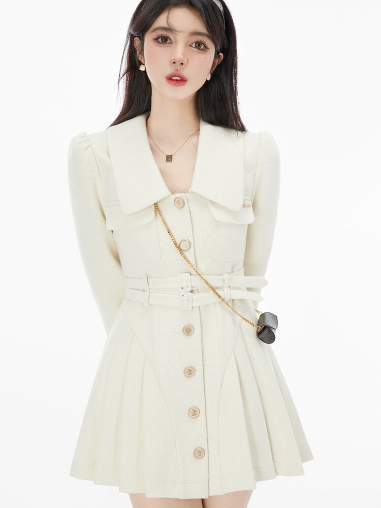 Korean Pleated Dress Coat - White / M - All Dresses - Shirts & Tops - 8 - 2024