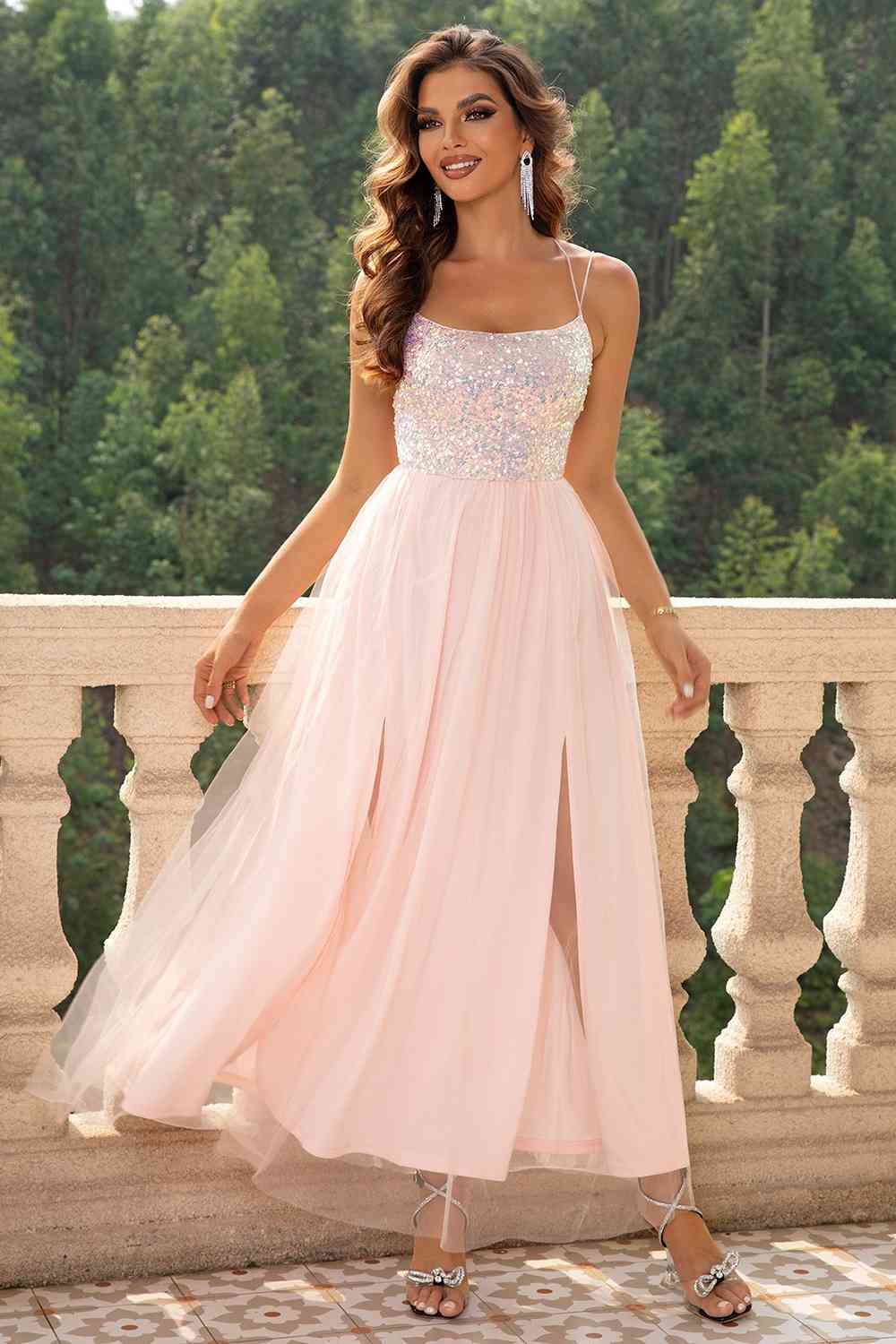 Lace-Up Backless Mesh Dress - Blush Pink / XS - All Dresses - Dresses - 9 - 2024