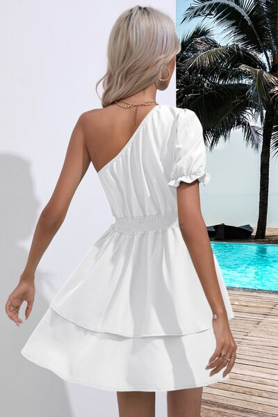 Layered Single Shoulder Flounce Sleeve Mini Dress - All Dresses - Dresses - 10 - 2024