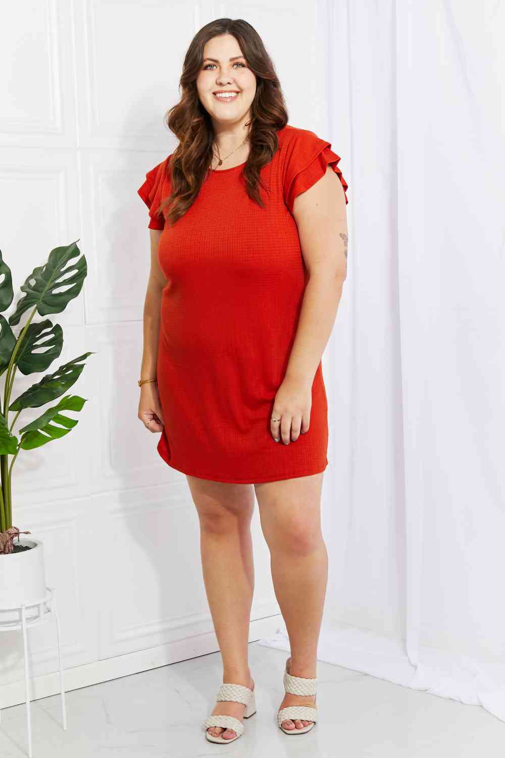 Living Life Full Size Layered Ruffle Sleeve Dress - Red / S - All Dresses - Dresses - 1 - 2024