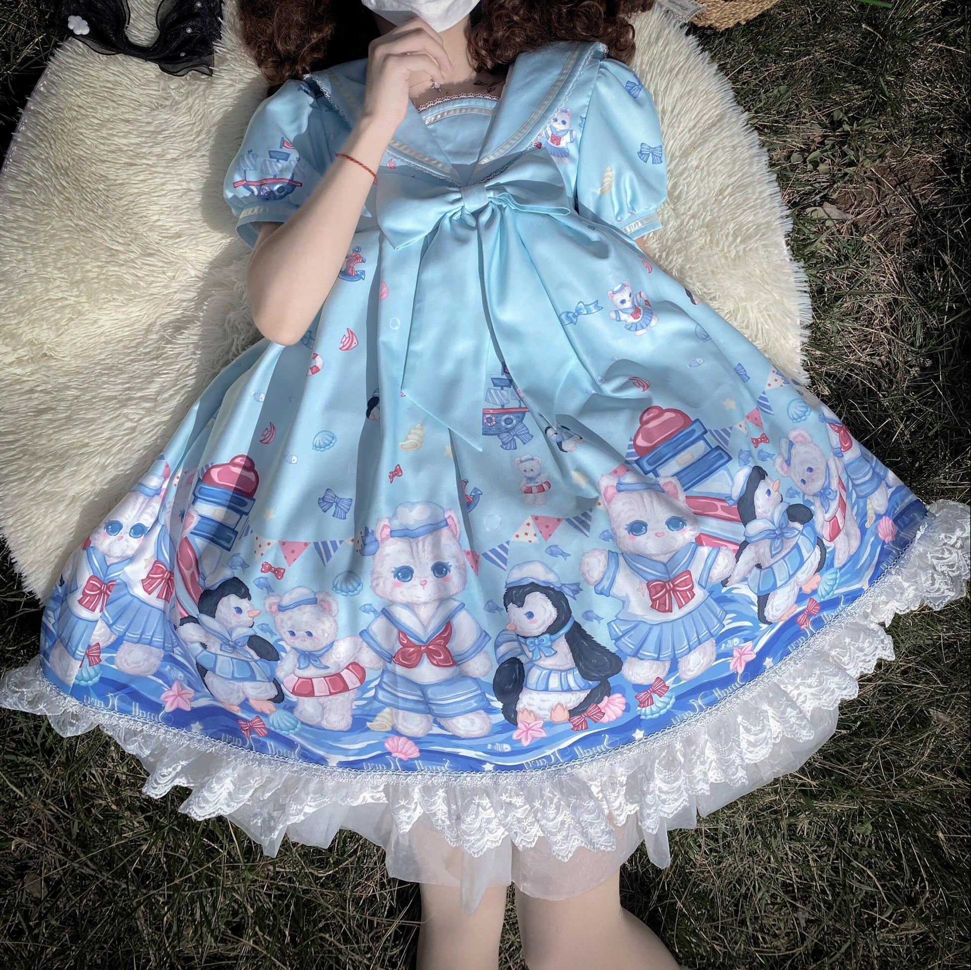 Lolita Dress With Cute Cat and Penguin Print - All Dresses - Clothing - 6 - 2024