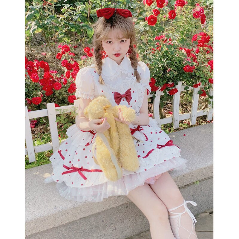 Lolita Sweet Love Polka Dot Dress - Red / L - All Dresses - Dresses - 12 - 2024