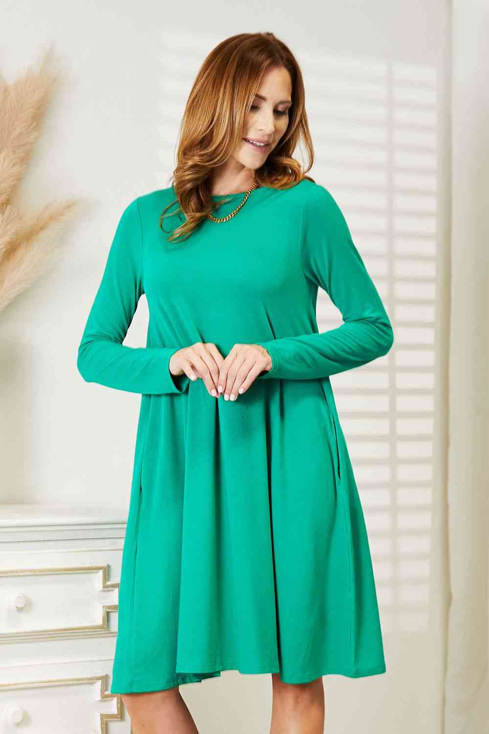 Long Sleeve Flare Dress with Pockets - All Dresses - Dresses - 6 - 2024
