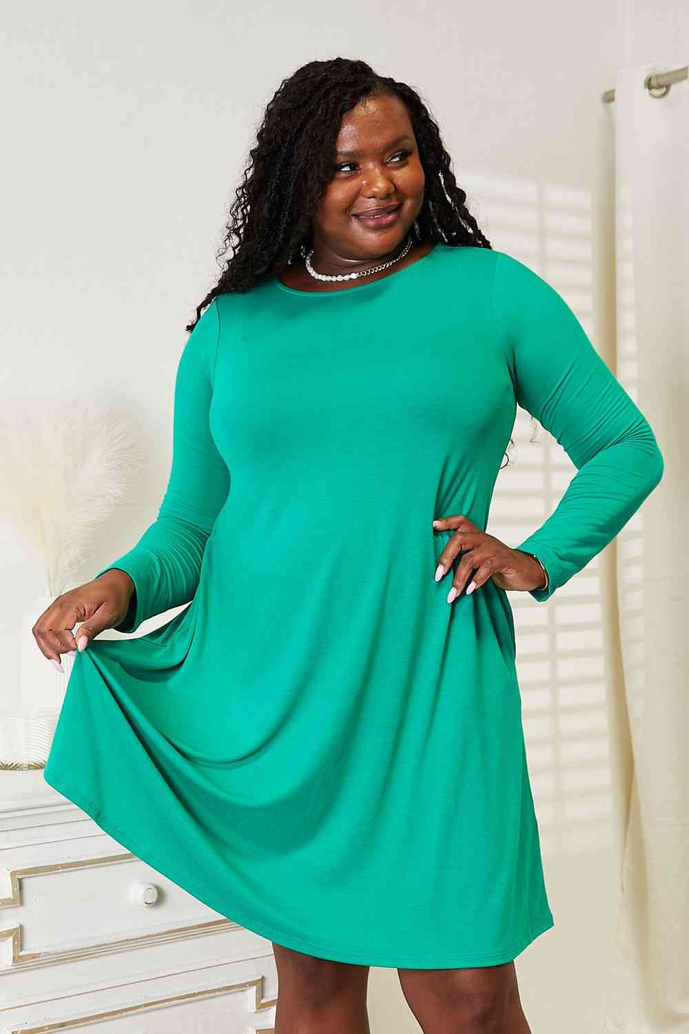 Long Sleeve Flare Dress with Pockets - Teal / S - All Dresses - Dresses - 1 - 2024