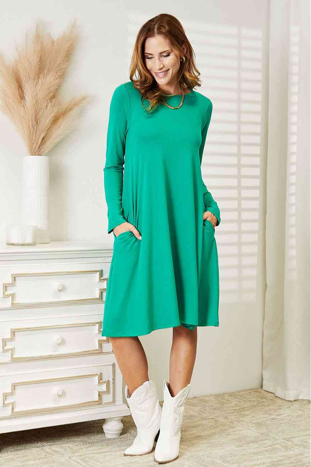 Long Sleeve Flare Dress with Pockets - All Dresses - Dresses - 10 - 2024