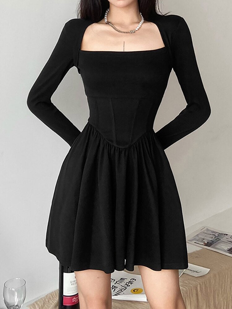 Long Sleeve Grunge A-line Dress - Black / S - All Dresses - Cosmetics - 12 - 2024