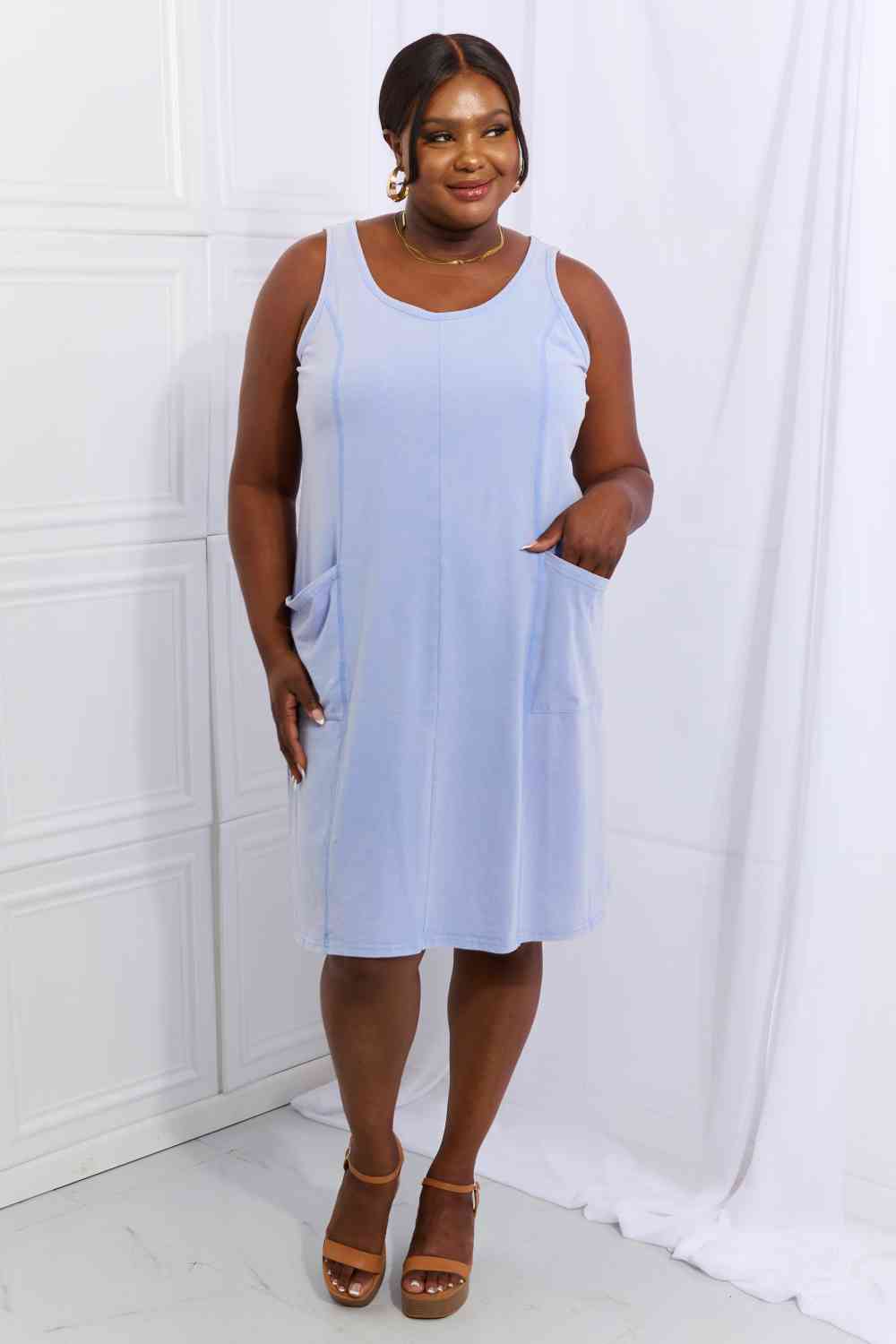 Look Good Feel Good Full Size Washed Sleeveless Casual Dress in Periwinkle - All Dresses - Dresses - 4 - 2024