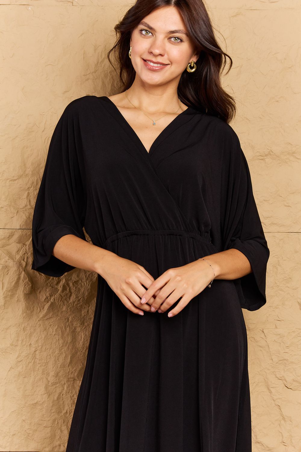 Make Your Move Solid Surplice Midi Dress - All Dresses - Shirts & Tops - 5 - 2024