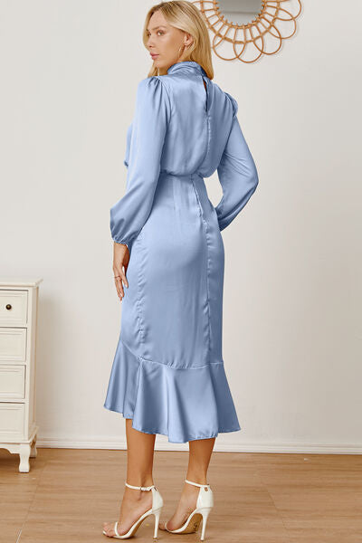 Mock Neck Ruffled Asymmetrical Dress - All Dresses - Dresses - 13 - 2024