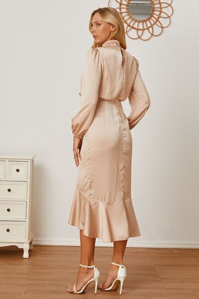 Mock Neck Ruffled Asymmetrical Dress - All Dresses - Dresses - 4 - 2024