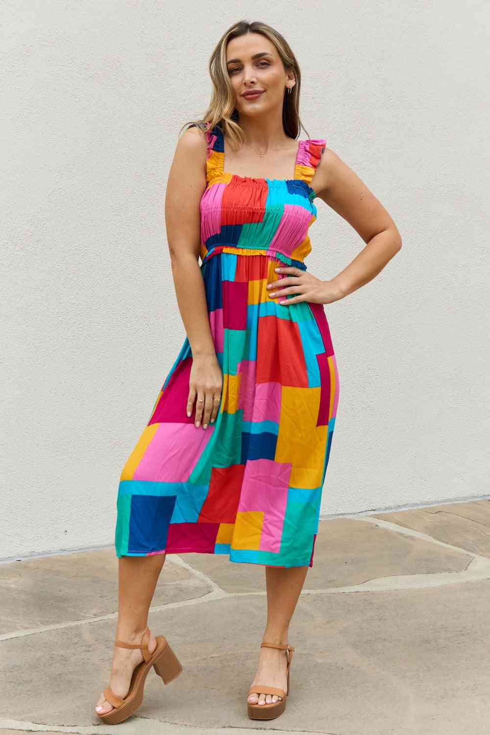 Multicolored Square Print Summer Dress - All Dresses - Dresses - 8 - 2024