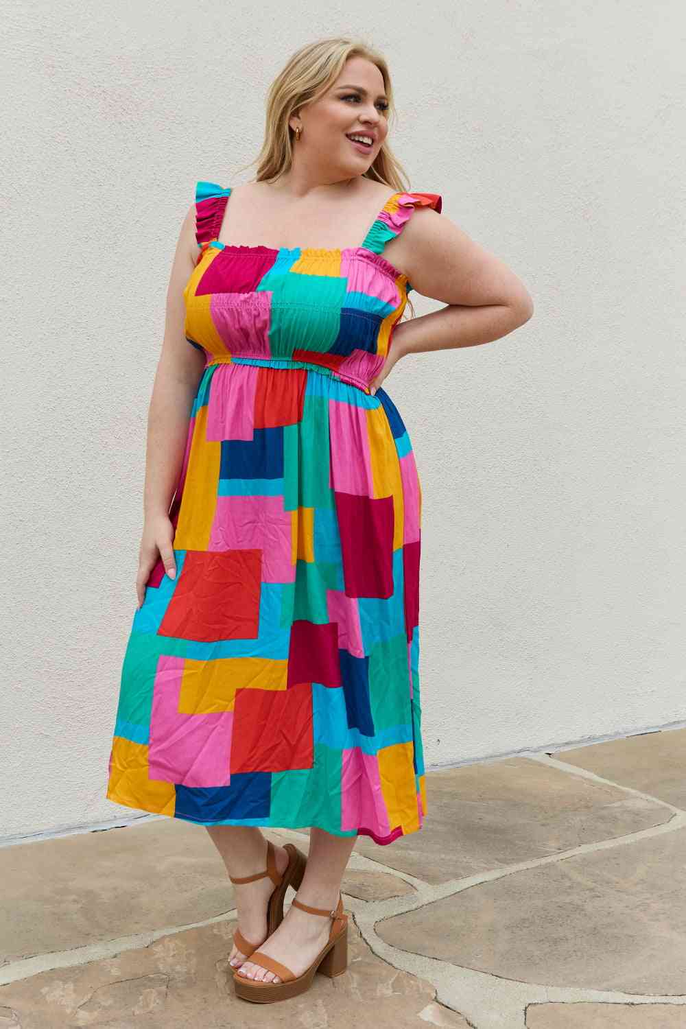 Multicolored Square Print Summer Dress - All Dresses - Dresses - 3 - 2024