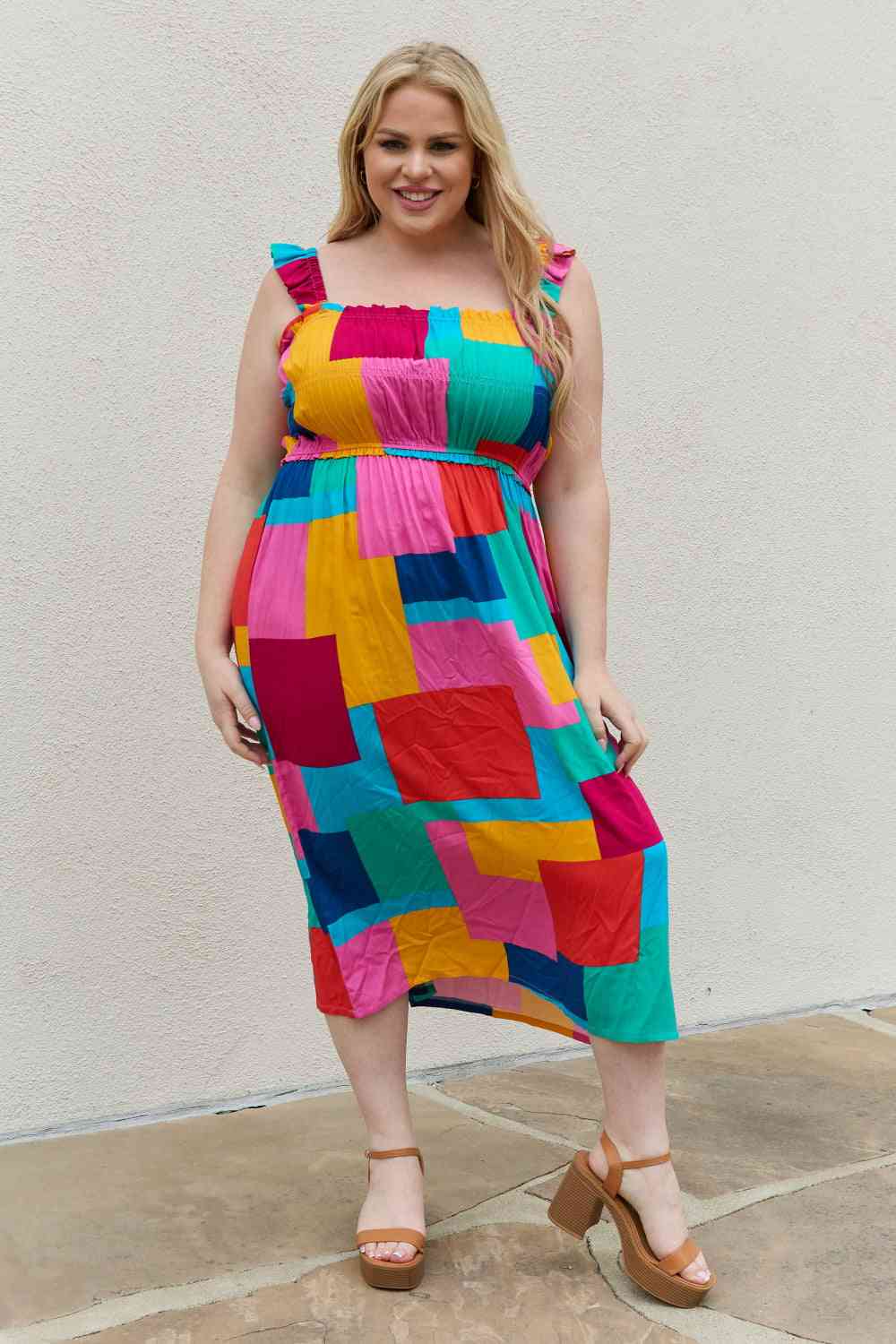 Multicolored Square Print Summer Dress - All Dresses - Dresses - 5 - 2024