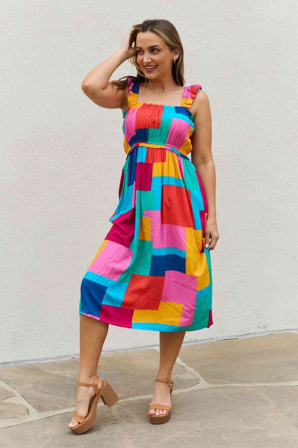 Multicolored Square Print Summer Dress - All Dresses - Dresses - 7 - 2024