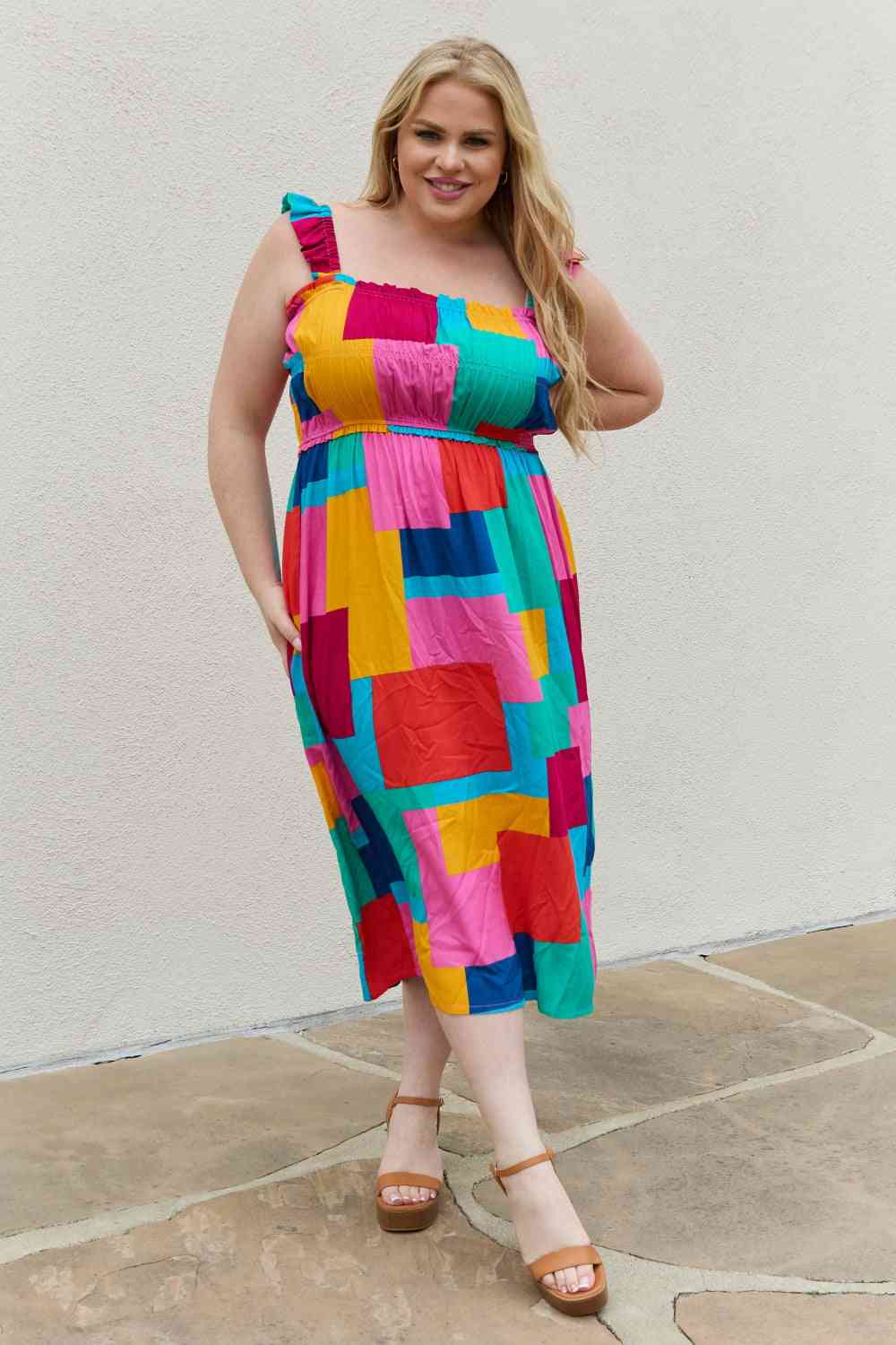 Multicolored Square Print Summer Dress - Multi / S - All Dresses - Dresses - 1 - 2024