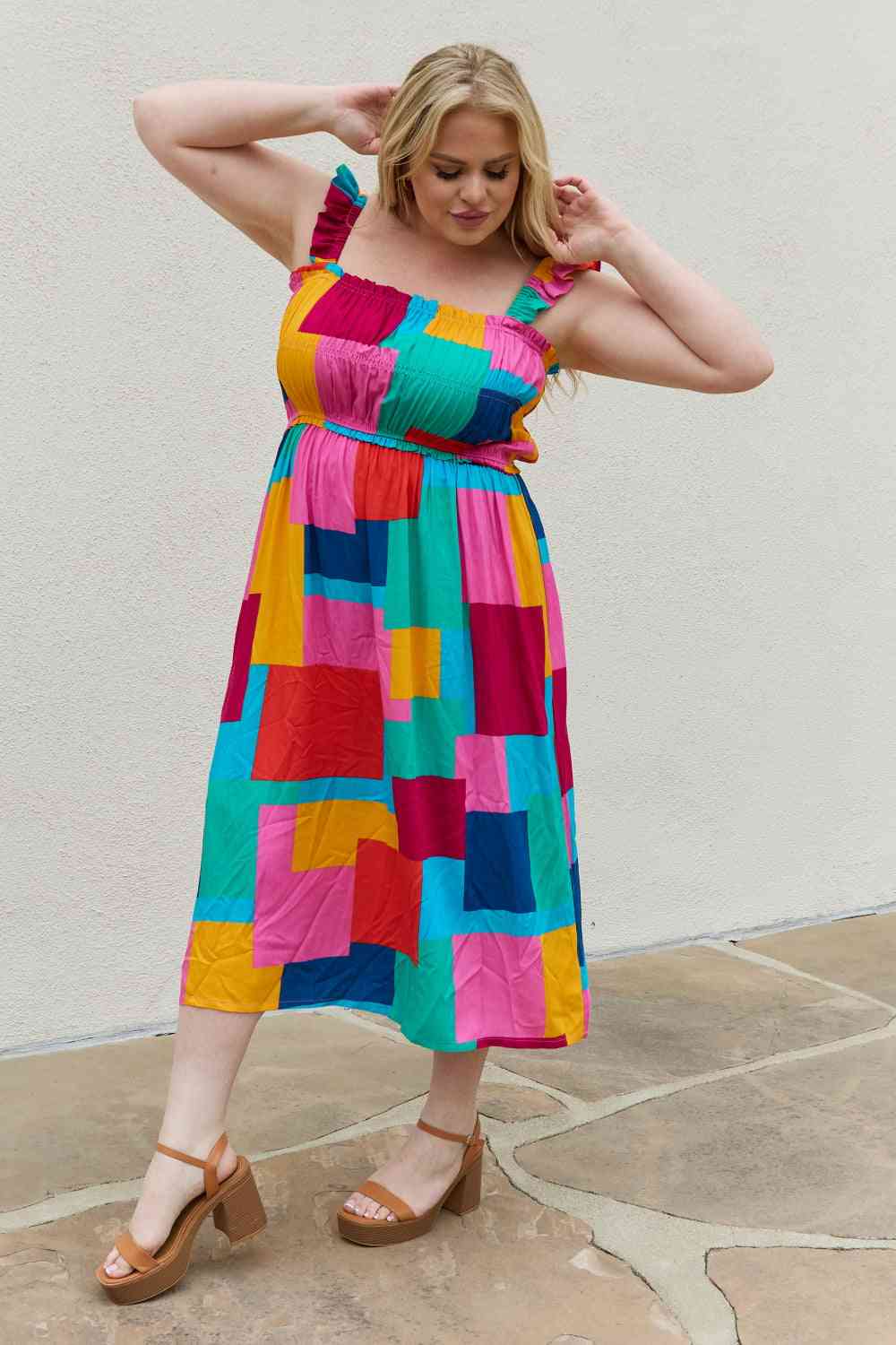 Multicolored Square Print Summer Dress - All Dresses - Dresses - 4 - 2024
