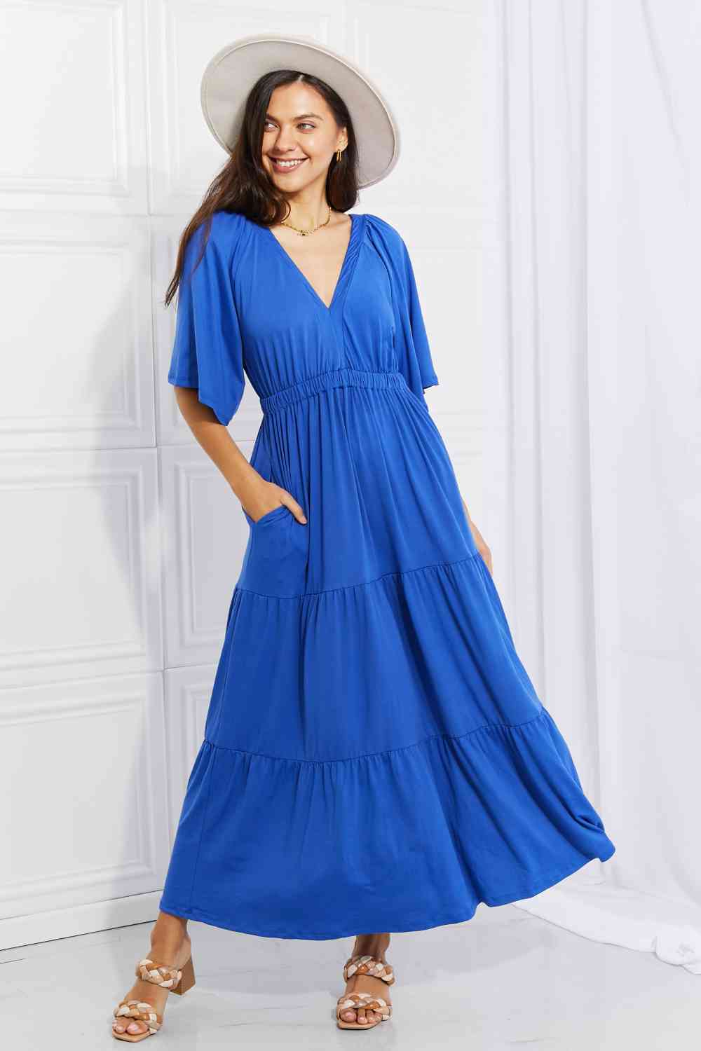 My Muse Flare Sleeve Tiered Maxi Dress - Cobalt Blue / S - All Dresses - Dresses - 1 - 2024