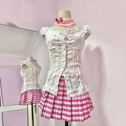 NANA Komatsu Cosplay Costume - Lolita Kawaii Pink Skirt Suit - Suit / XL - All Dresses - Costumes - 1 - 2024