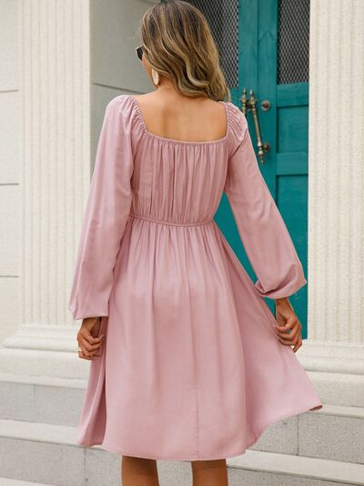 Off-Shoulder Balloon Sleeve Smocked Dress - All Dresses - Dresses - 2 - 2024