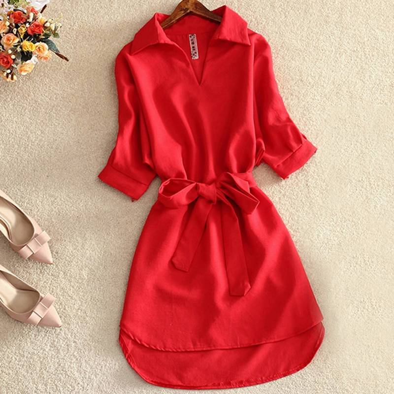 Office Styled Mini Dress - Red / M - All Dresses - Shirts & Tops - 13 - 2024