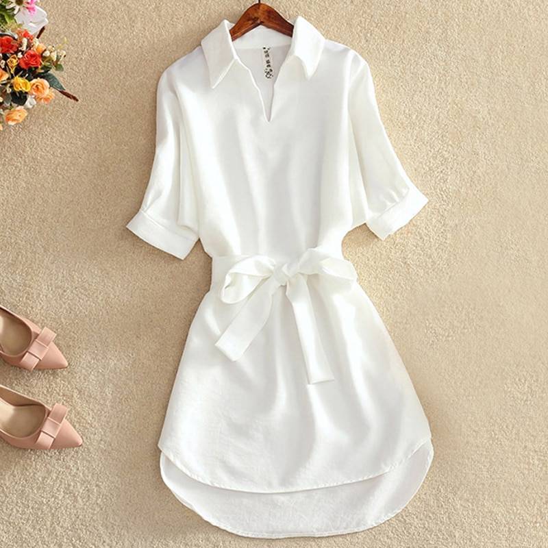 Office Styled Mini Dress - White / M - All Dresses - Shirts & Tops - 14 - 2024