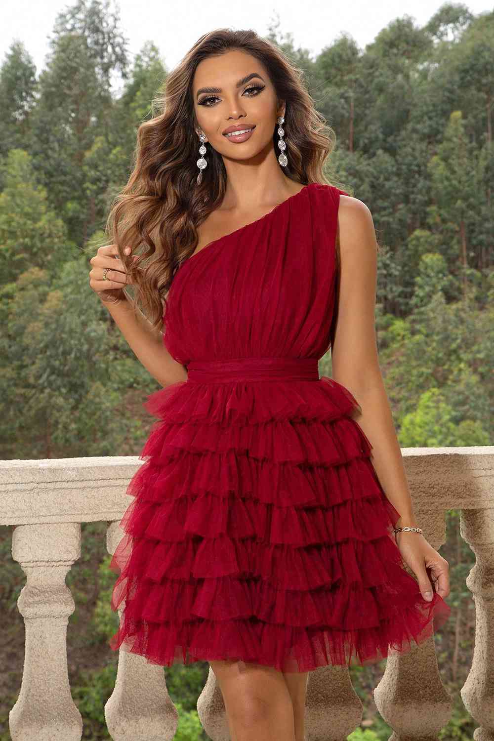 One-Shoulder Sleeveless Dress - Red / XS - All Dresses - Dresses - 1 - 2024